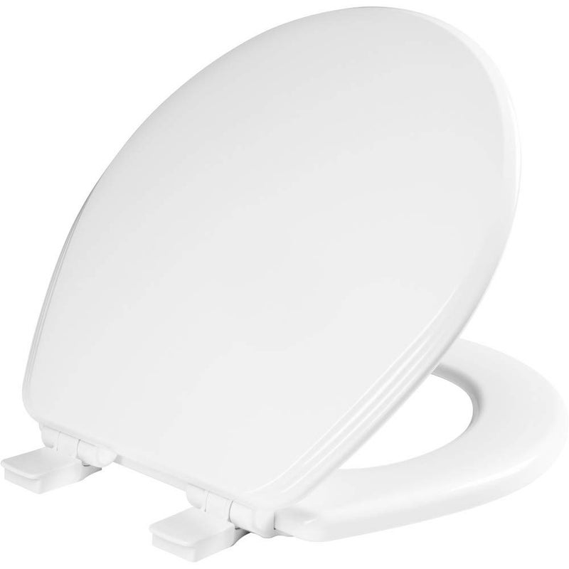 Bemis Ashland Modern Wood Toilet Seat with Decorative Edge, Slow Close, Secure Hinges, Made in USA, Round, White - Image 1